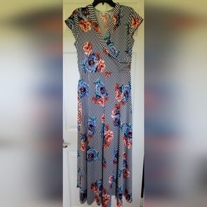 NY&C wrap floral stripes maxi dress